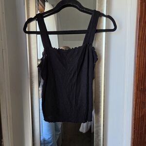 American Eagle Outfitters Black Ribbed Square-Neck Tank